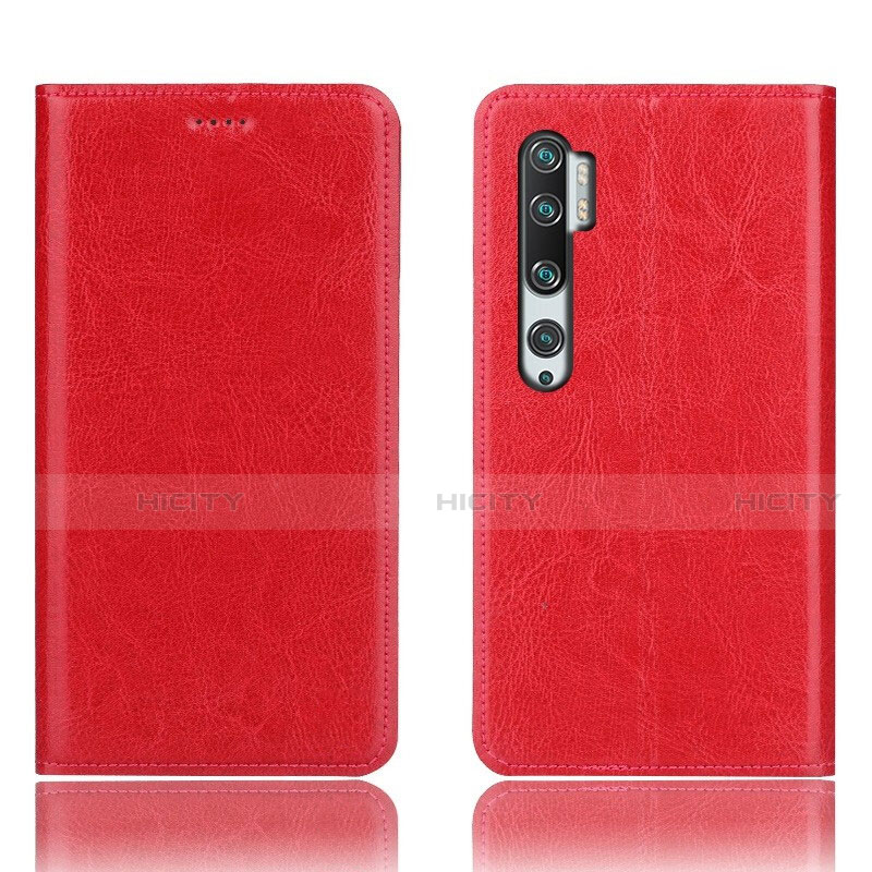 Funda de Cuero Cartera con Soporte Carcasa T12 para Xiaomi Mi Note 10 Pro Rojo