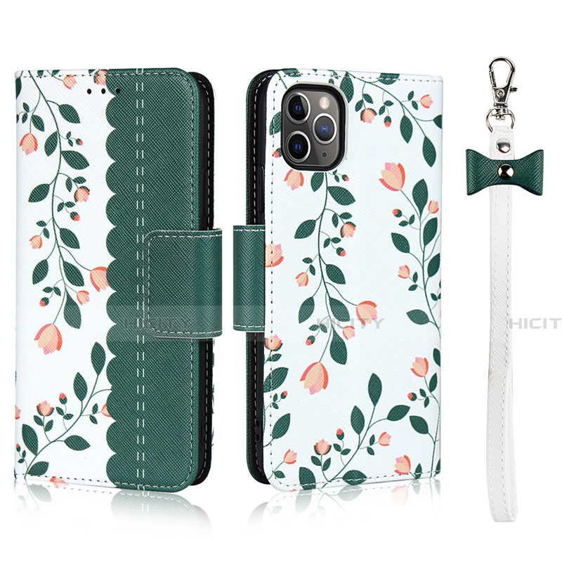 Funda de Cuero Cartera con Soporte Carcasa T14 para Apple iPhone 11 Pro Verde