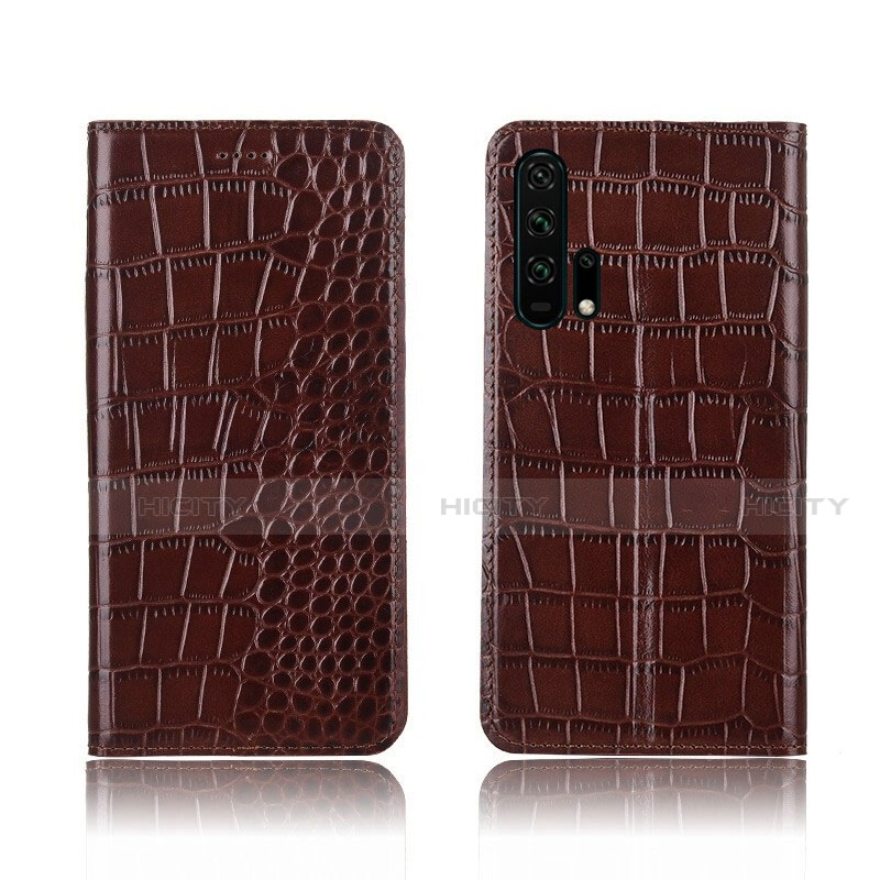 Funda de Cuero Cartera con Soporte Carcasa T14 para Huawei Honor 20 Pro Marron