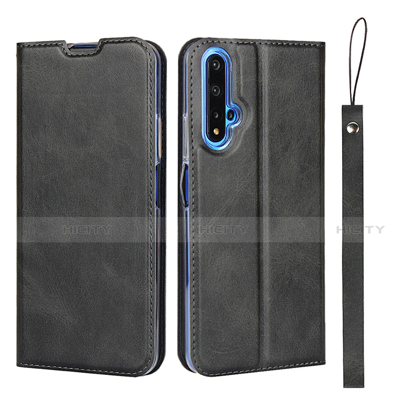 Funda de Cuero Cartera con Soporte Carcasa T15 para Huawei Nova 5T Negro