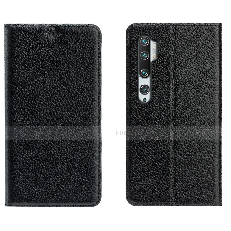 Funda de Cuero Cartera con Soporte Carcasa T16 para Xiaomi Mi Note 10 Negro