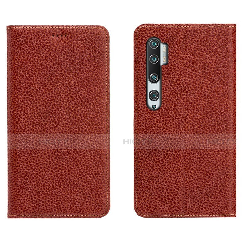 Funda de Cuero Cartera con Soporte Carcasa T16 para Xiaomi Mi Note 10 Pro Marron