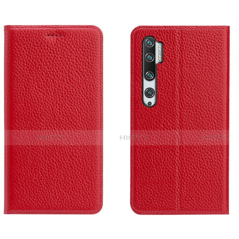 Funda de Cuero Cartera con Soporte Carcasa T16 para Xiaomi Mi Note 10 Pro Rojo