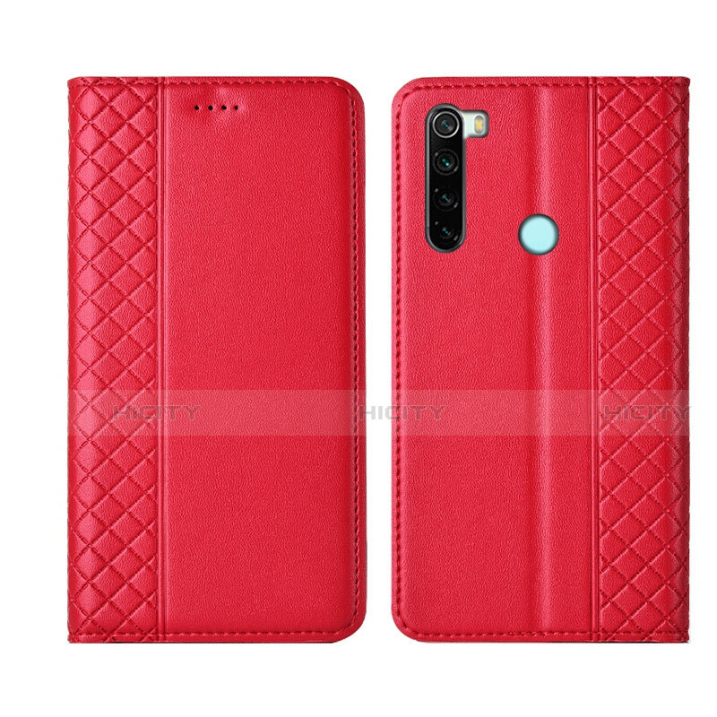 Funda de Cuero Cartera con Soporte Carcasa T16 para Xiaomi Redmi Note 8 (2021) Rojo