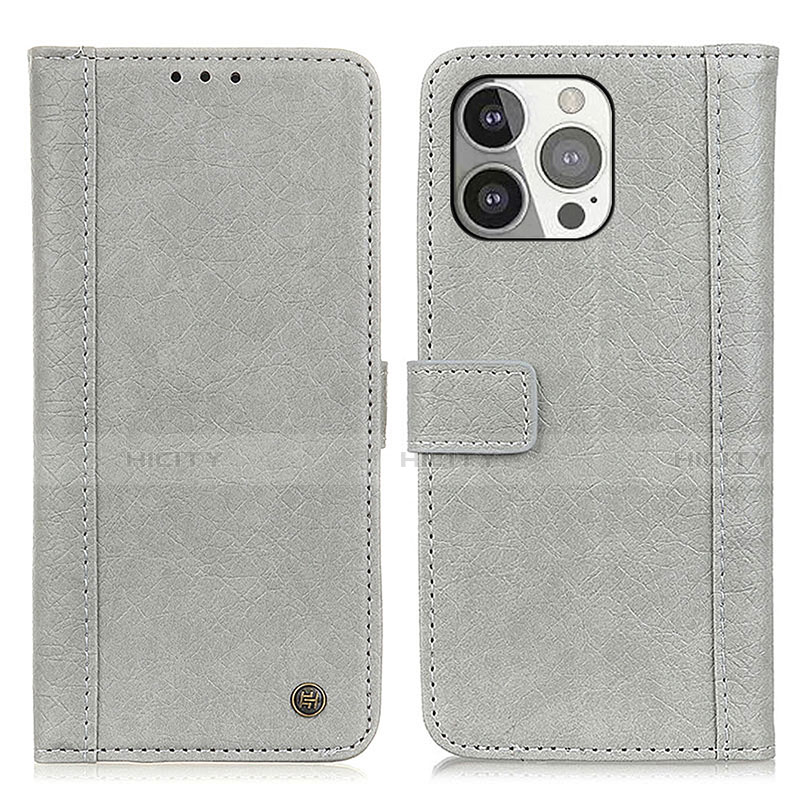 Funda de Cuero Cartera con Soporte Carcasa T18 para Apple iPhone 13 Pro Gris