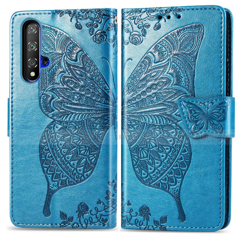 Funda de Cuero Cartera con Soporte Carcasa T19 para Huawei Nova 5T Azul