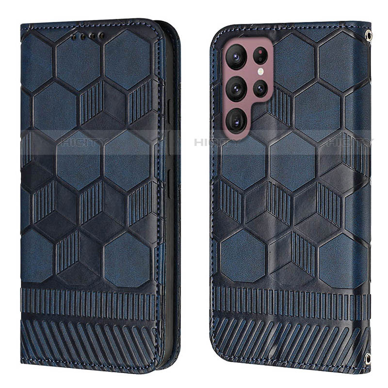 Funda de Cuero Cartera con Soporte Carcasa Y01B para Samsung Galaxy S21 Ultra 5G Azul