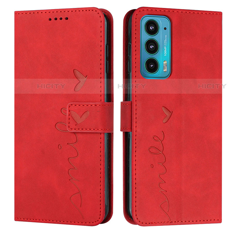 Funda de Cuero Cartera con Soporte Carcasa Y03X para Motorola Moto Edge Lite 5G Rojo