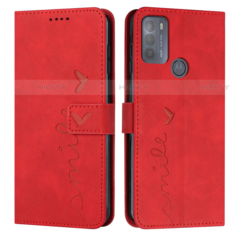 Funda de Cuero Cartera con Soporte Carcasa Y03X para Motorola Moto G50 Rojo