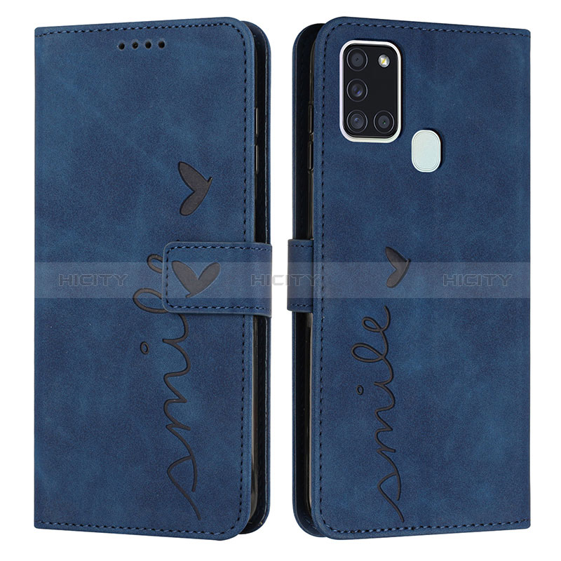 Funda de Cuero Cartera con Soporte Carcasa Y03X para Samsung Galaxy A21s Azul