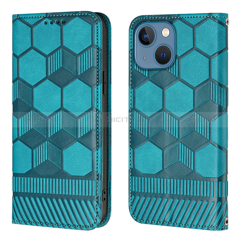 Funda de Cuero Cartera con Soporte Carcasa Y04B para Apple iPhone 14 Cian