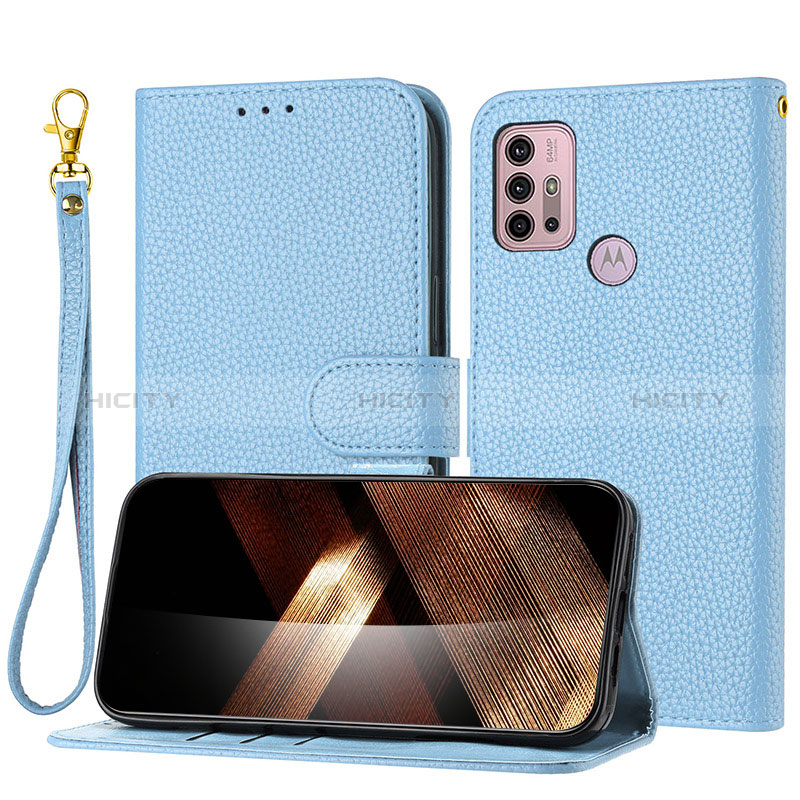 Funda de Cuero Cartera con Soporte Carcasa Y09X para Motorola Moto G10 Azul