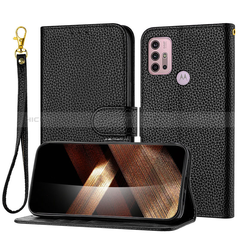 Funda de Cuero Cartera con Soporte Carcasa Y09X para Motorola Moto G10 Negro