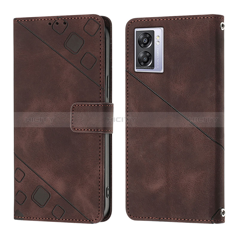 Funda de Cuero Cartera con Soporte Carcasa YB1 para Oppo A57 5G Marron