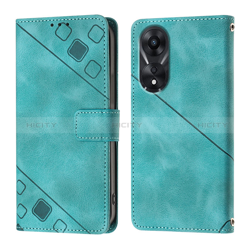 Funda de Cuero Cartera con Soporte Carcasa YB1 para Oppo A58 5G Verde