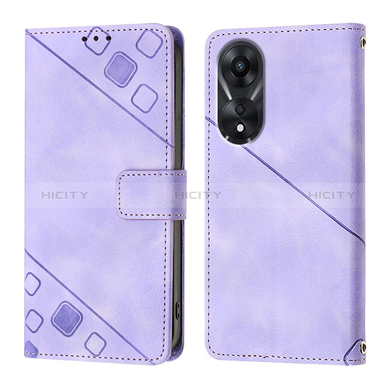 Funda de Cuero Cartera con Soporte Carcasa YB1 para Oppo A78 5G Morado