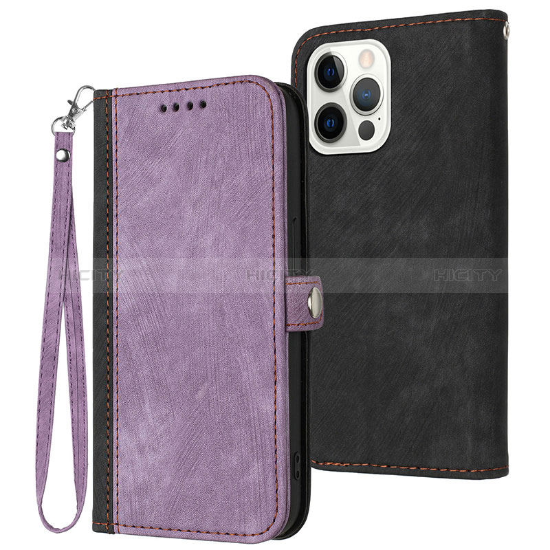 Funda de Cuero Cartera con Soporte Carcasa YX3 para Apple iPhone 13 Pro Morado