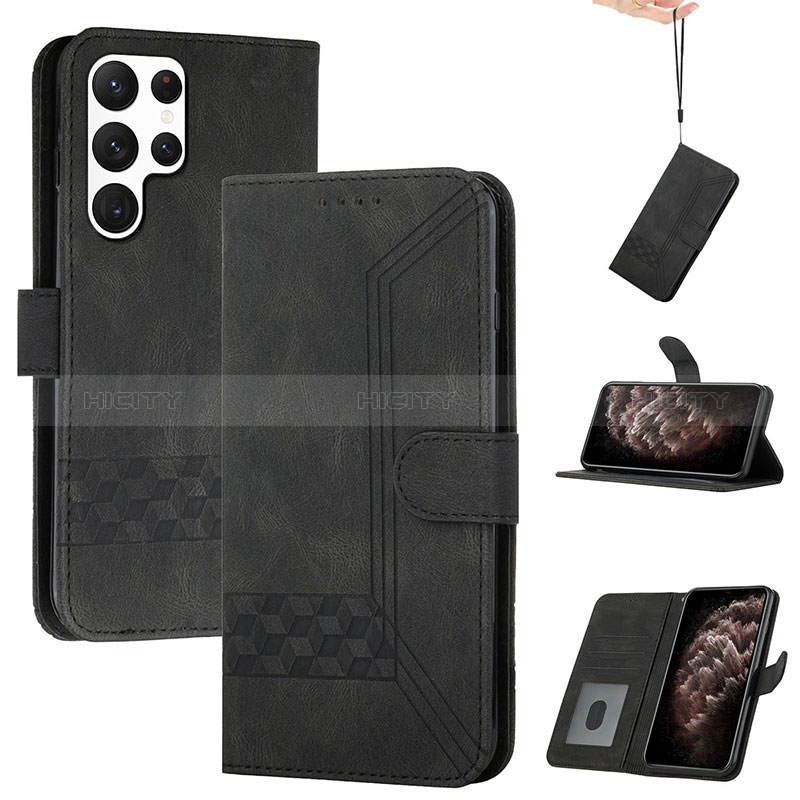 Funda de Cuero Cartera con Soporte Carcasa YX4 para Samsung Galaxy S22 Ultra 5G Negro