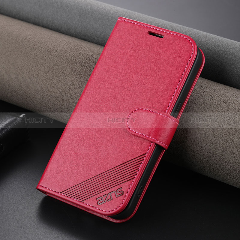 Funda de Cuero Cartera con Soporte Carcasa YZ3 para Apple iPhone 14 Pro Max Rosa Roja