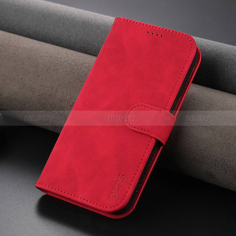 Funda de Cuero Cartera con Soporte Carcasa YZ5 para Apple iPhone 14 Pro Max Rosa Roja