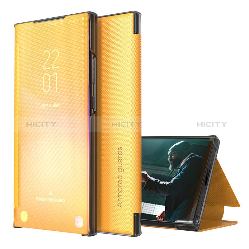 Funda de Cuero Cartera con Soporte Carcasa ZL1 para Samsung Galaxy S23 Ultra 5G Amarillo