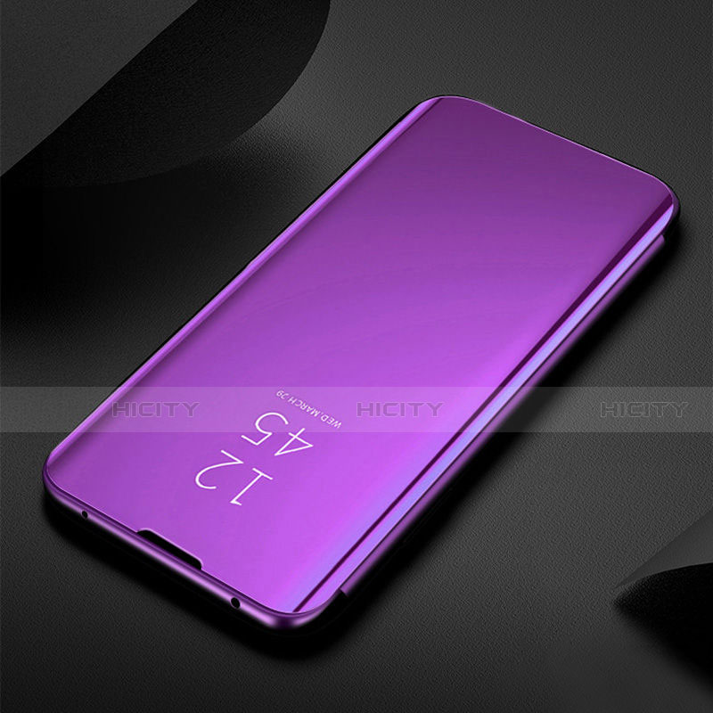 Funda de Cuero Cartera con Soporte Espejo Carcasa L01 para Apple iPhone 13 Mini Morado