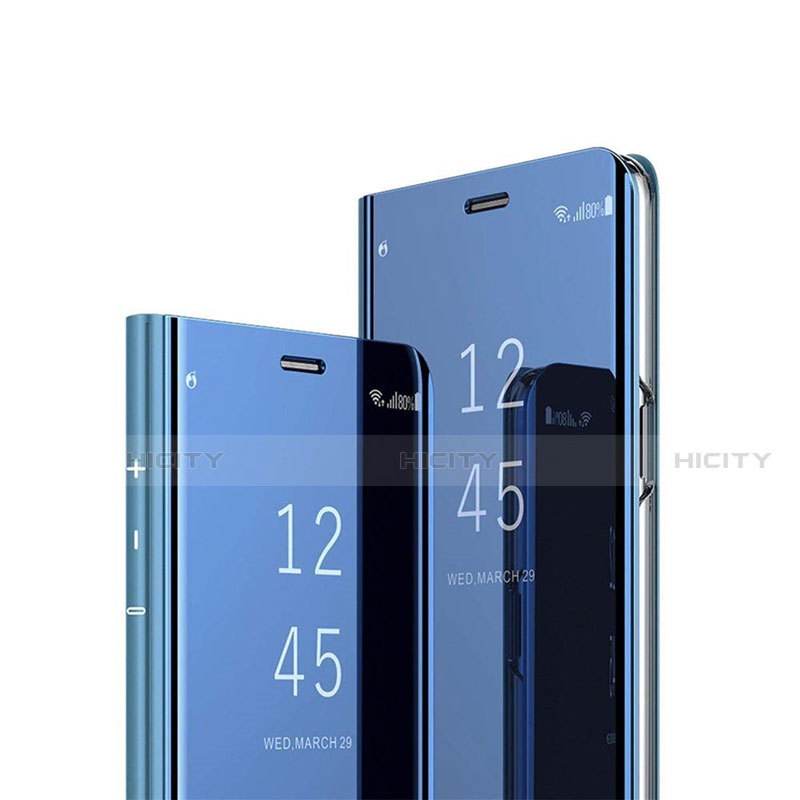 Funda de Cuero Cartera con Soporte Espejo Carcasa L01 para Huawei Honor 9C Azul