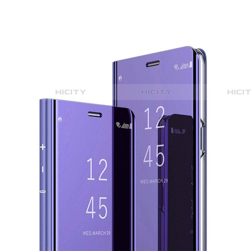 Funda de Cuero Cartera con Soporte Espejo Carcasa L01 para Oppo A5 (2020) Morado