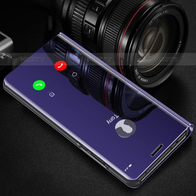 Funda de Cuero Cartera con Soporte Espejo Carcasa L01 para Oppo A74 4G Morado