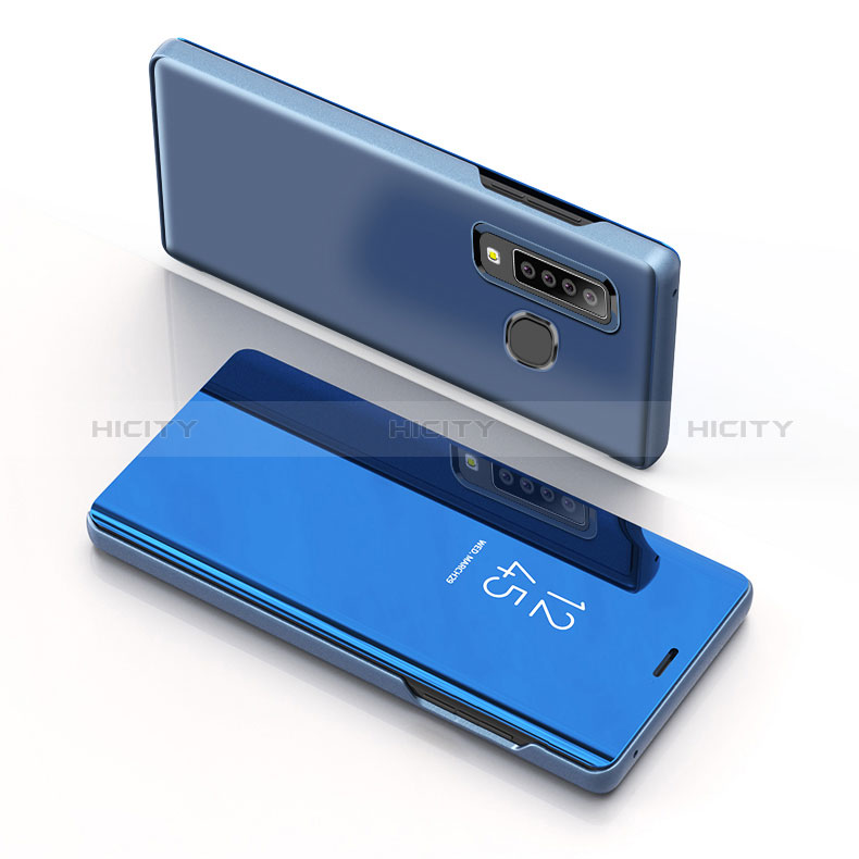 Funda de Cuero Cartera con Soporte Espejo Carcasa L01 para Samsung Galaxy A9s Azul