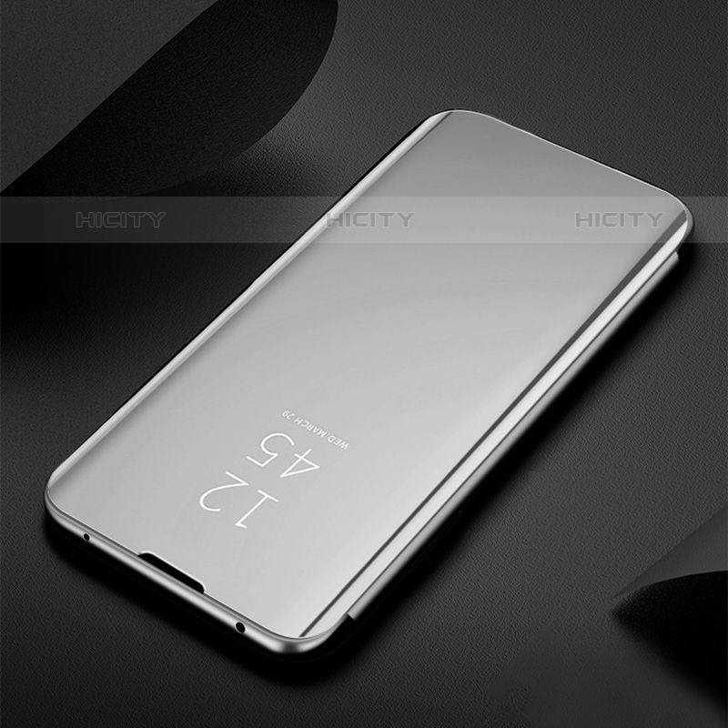 Funda de Cuero Cartera con Soporte Espejo Carcasa L01 para Samsung Galaxy M52 5G Plata