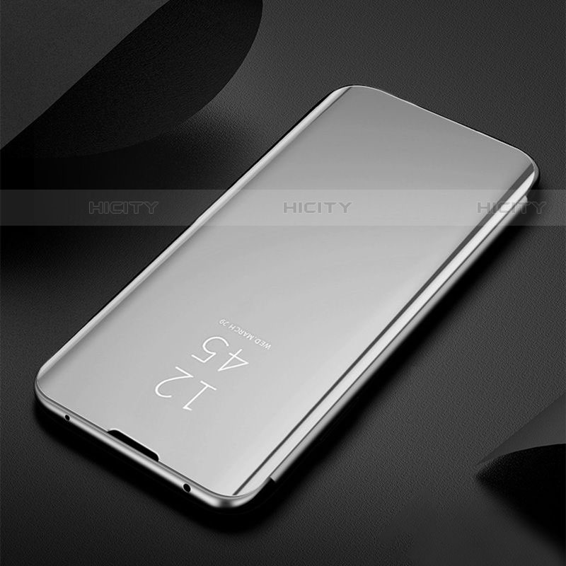 Funda de Cuero Cartera con Soporte Espejo Carcasa L01 para Samsung Galaxy S22 5G Plata