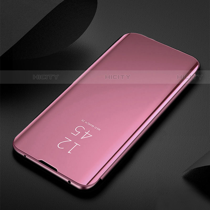 Funda de Cuero Cartera con Soporte Espejo Carcasa L01 para Samsung Galaxy S22 Ultra 5G Oro Rosa