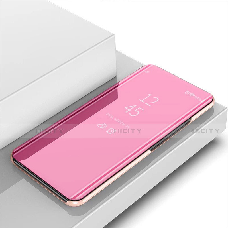 Funda de Cuero Cartera con Soporte Espejo Carcasa L02 para Apple iPhone 13 Pro Max Oro Rosa