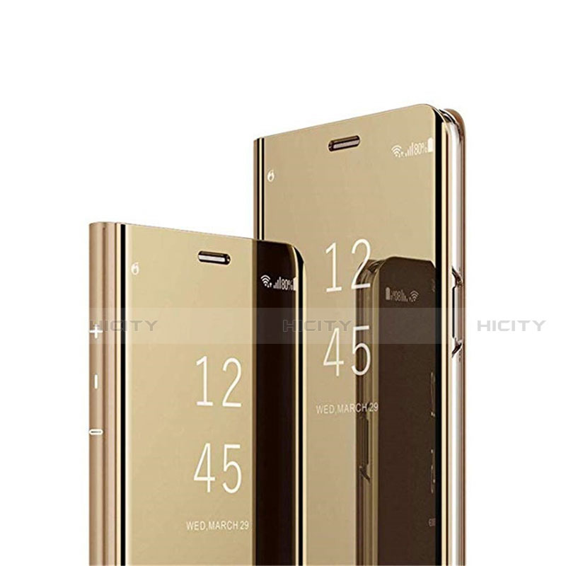 Funda de Cuero Cartera con Soporte Espejo Carcasa L02 para Huawei Enjoy 10e Oro