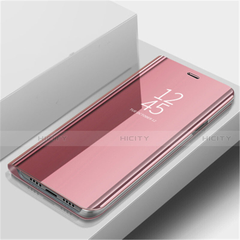 Funda de Cuero Cartera con Soporte Espejo Carcasa L02 para Huawei Nova 5 Oro Rosa