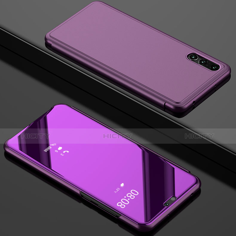 Funda de Cuero Cartera con Soporte Espejo Carcasa L02 para Huawei P20 Pro Morado