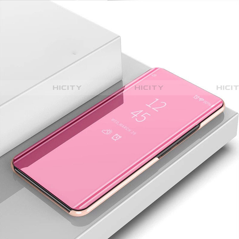 Funda de Cuero Cartera con Soporte Espejo Carcasa L02 para Samsung Galaxy A81 Oro Rosa
