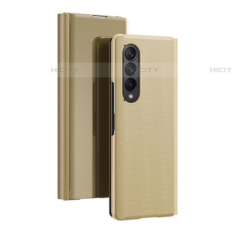 Funda de Cuero Cartera con Soporte Espejo Carcasa L02 para Samsung Galaxy Z Fold4 5G Oro