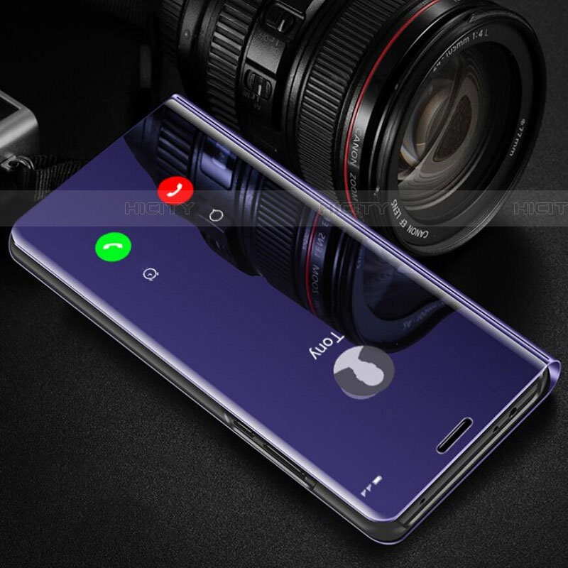 Funda de Cuero Cartera con Soporte Espejo Carcasa L02 para Xiaomi Mi 10 Pro Morado