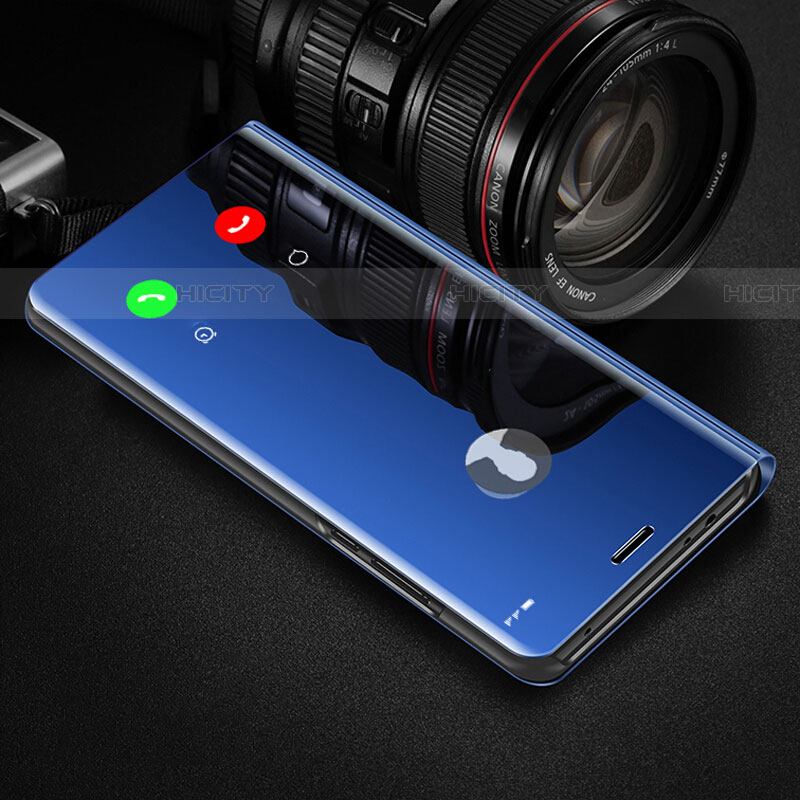 Funda de Cuero Cartera con Soporte Espejo Carcasa L02 para Xiaomi Mi Note 10 Lite Azul