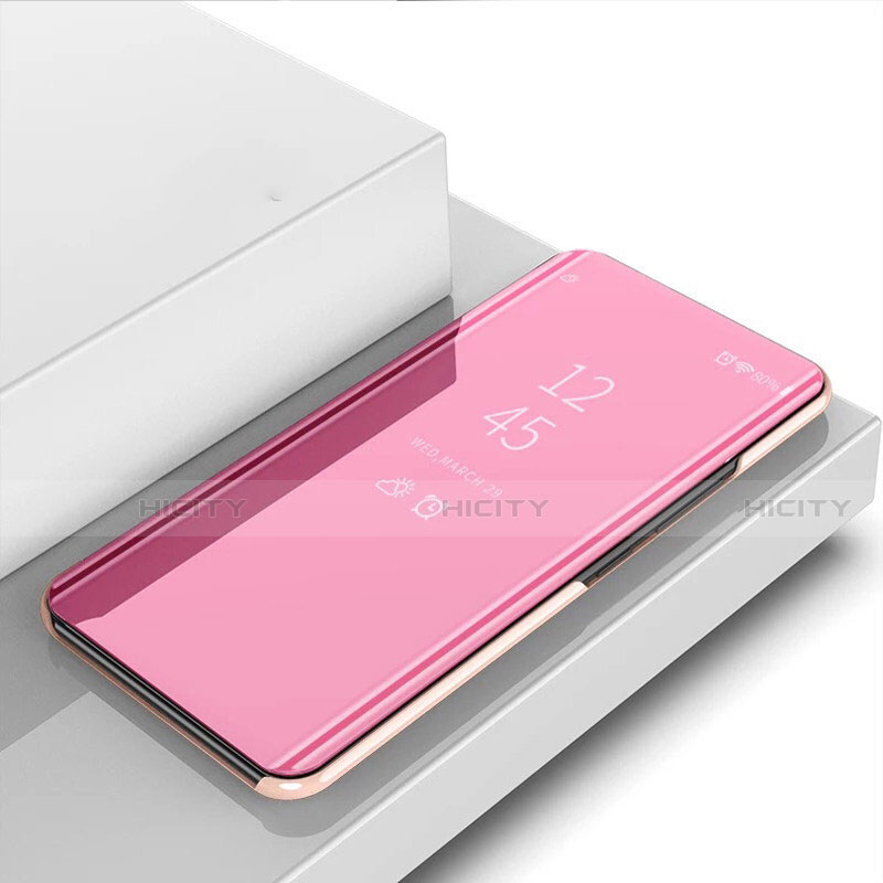 Funda de Cuero Cartera con Soporte Espejo Carcasa L02 para Xiaomi Redmi Note 9 Pro Max Oro Rosa