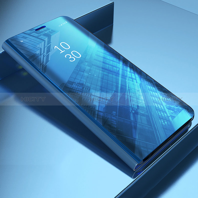 Funda de Cuero Cartera con Soporte Espejo Carcasa L03 para Samsung Galaxy A50 Azul