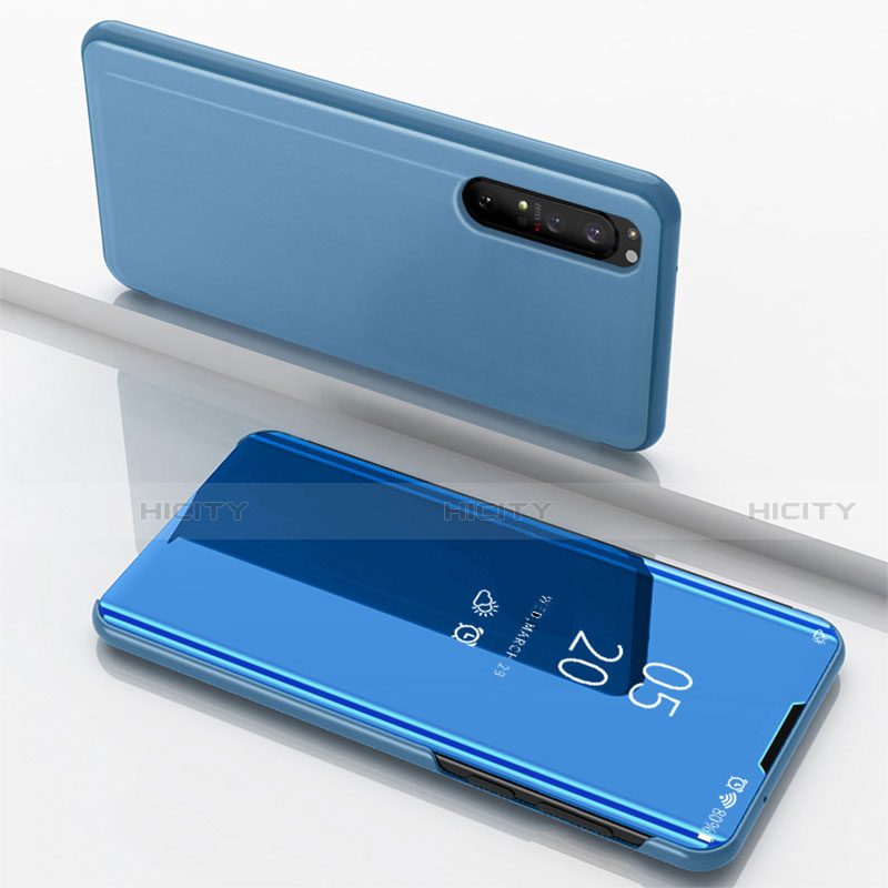 Funda de Cuero Cartera con Soporte Espejo Carcasa L03 para Sony Xperia 1 II Azul