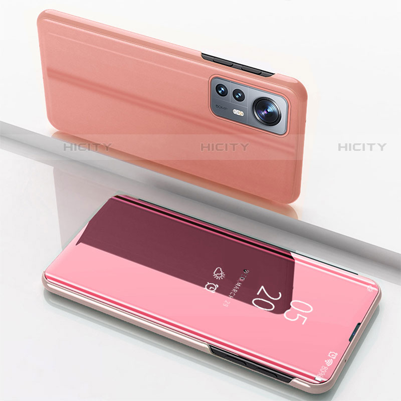 Funda de Cuero Cartera con Soporte Espejo Carcasa L04 para Xiaomi Mi 12S 5G Oro Rosa