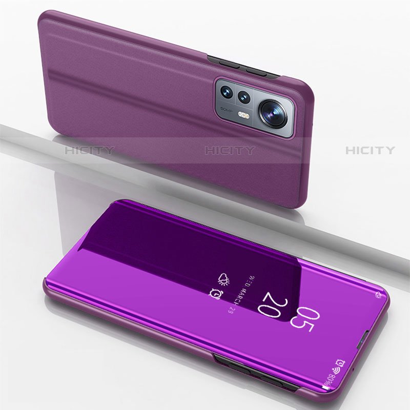 Funda de Cuero Cartera con Soporte Espejo Carcasa L04 para Xiaomi Mi 12S Pro 5G Morado