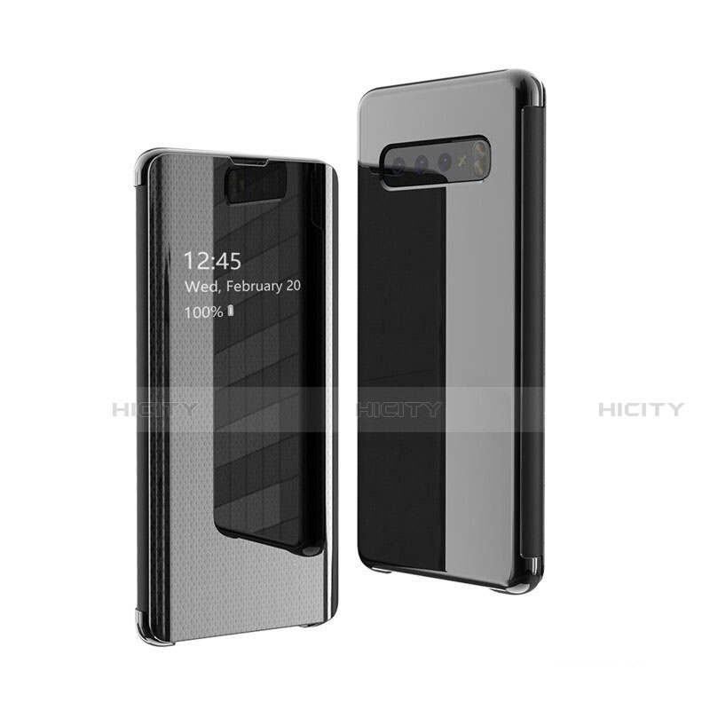 Funda de Cuero Cartera con Soporte Espejo Carcasa L05 para Samsung Galaxy S10 Negro