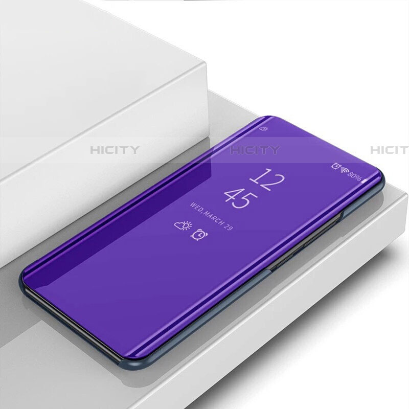 Funda de Cuero Cartera con Soporte Espejo Carcasa M01 para OnePlus 7T Morado