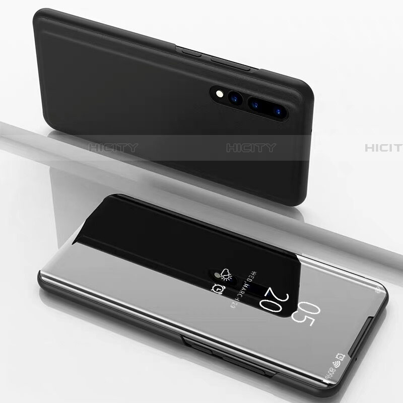 Funda de Cuero Cartera con Soporte Espejo Carcasa M01 para Samsung Galaxy A70S Negro