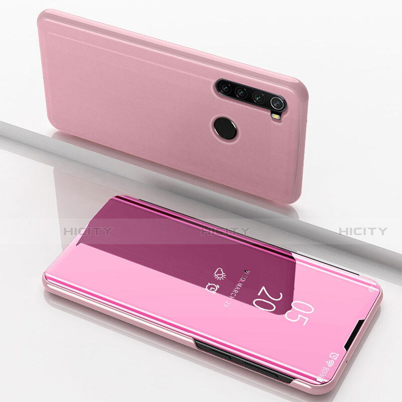 Funda de Cuero Cartera con Soporte Espejo Carcasa M01 para Xiaomi Redmi Note 8 Oro Rosa